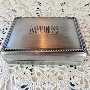 Pewter Finish Thought Box Lidded Hinged